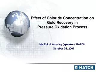 Effect of Chloride Concentration on Gold Recovery in Pressure Oxidation Process