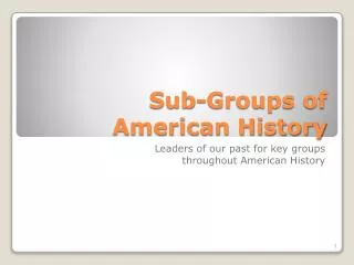 Sub-Groups of American History
