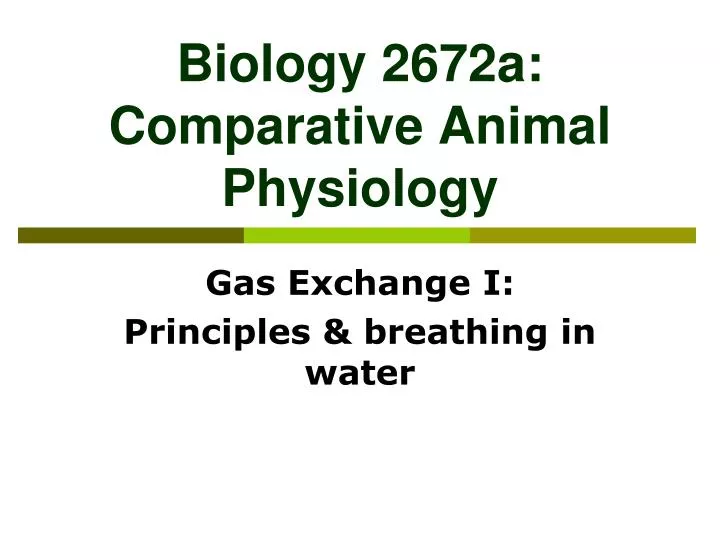 biology 2672a comparative animal physiology
