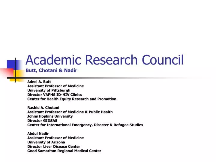 academic research council butt chotani nadir