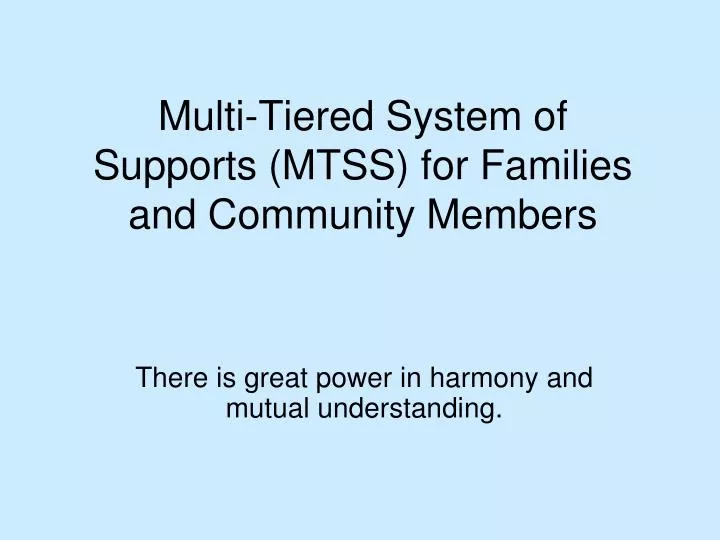 multi tiered system of supports mtss for families and community members