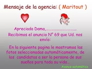 Mensaje de la agencia: ( Maritout )