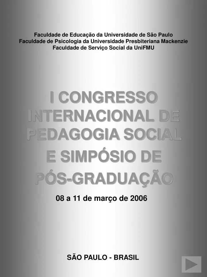 i congresso internacional de pedagogia social e simp sio de p s gradua o