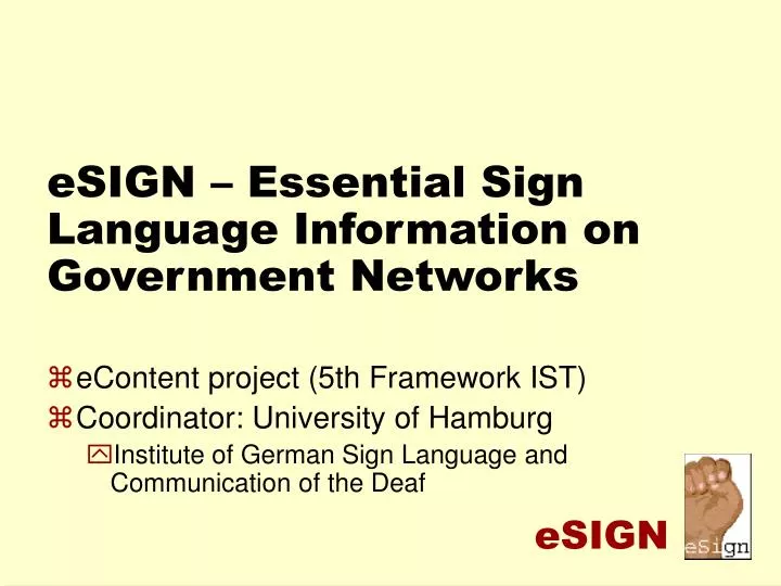 esign essential sign language information on government networks