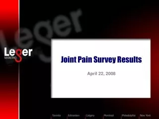 Joint Pain Survey Results April 22, 2008