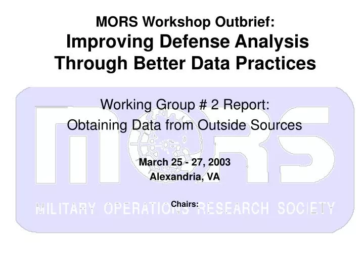 mors workshop outbrief improving defense analysis through better data practices