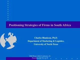 Positioning Strategies of Firms in South Africa