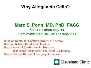 Why Allogeneic Cells?