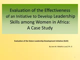 Evaluation of the Effectiveness of an Initiative to Develop Leadership Skills among Women in Africa: A Case Study