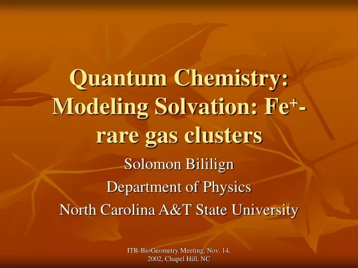 quantum chemistry modeling solvation fe rare gas clusters