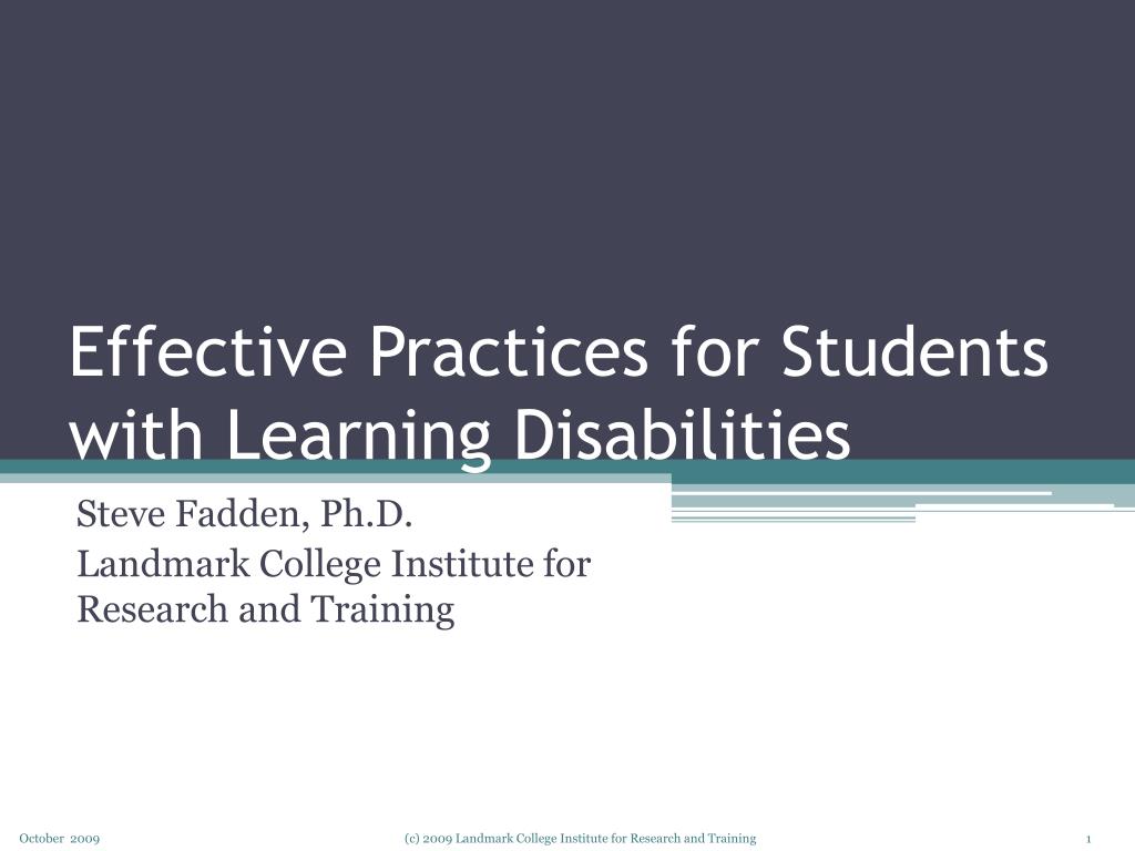 PPT - Effective Practices for Students with Learning Disabilities ...