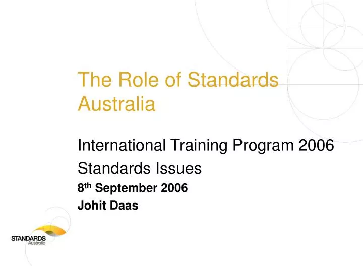 the role of standards australia