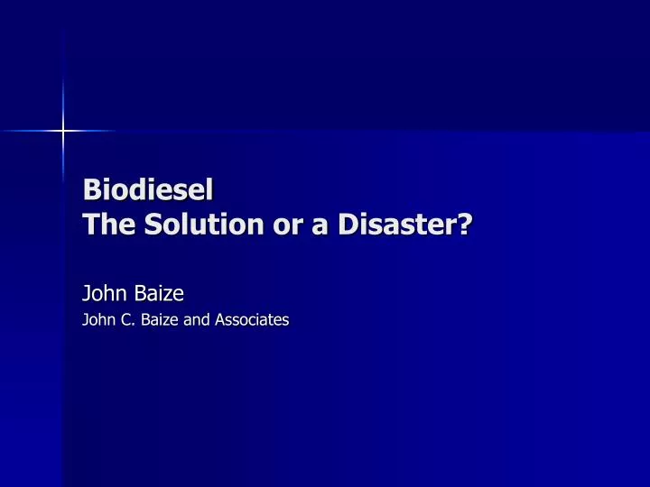 biodiesel the solution or a disaster