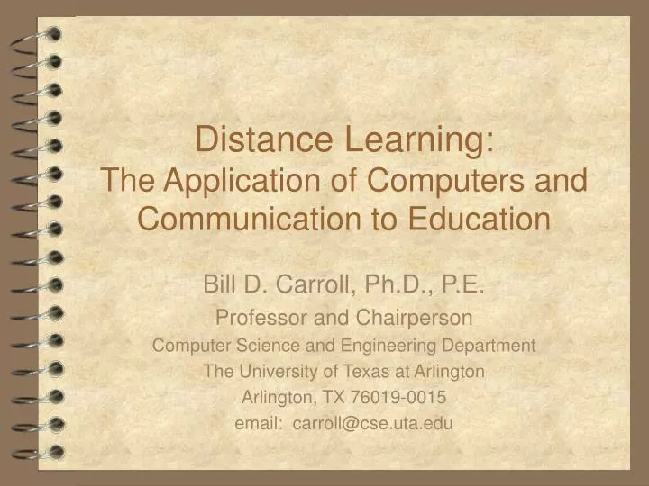 distance learning the application of computers and communication to education