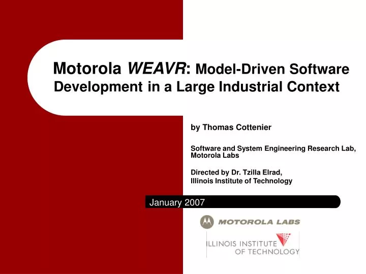 motorola weavr model driven software development in a large industrial context