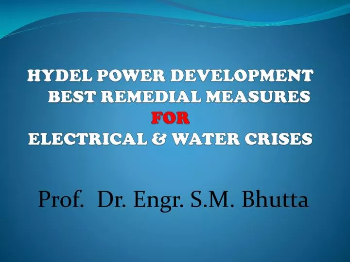 hydel power development best remedial measures for electrical water crises