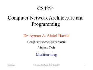CS4254 Computer Network Architecture and Programming