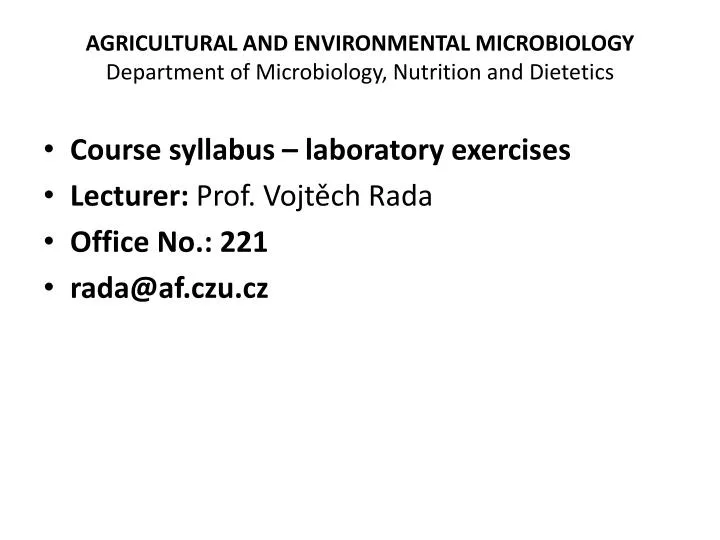 agricultural and environmental microbiology department of microbiology nutrition and dietetics