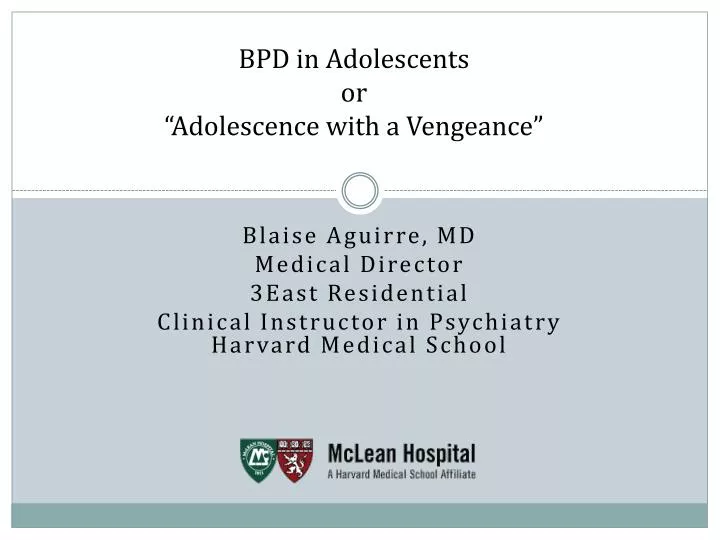 bpd in adolescents or adolescence with a vengeance