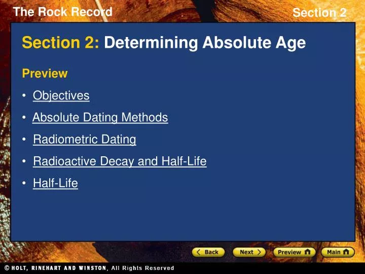 section 2 determining absolute age