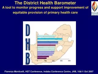 The District Health Barometer A tool to monitor progress and support improvement of equitable provision of primary healt