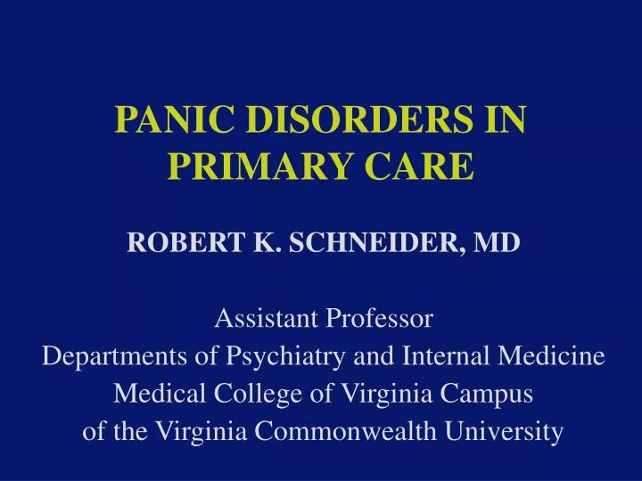 panic disorders in primary care