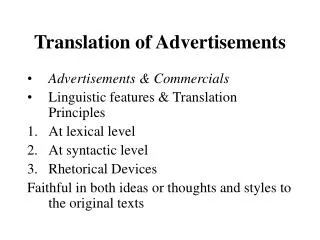 Translation of Advertisements