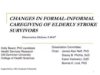 CHANGES IN FORMAL-INFORMAL CAREGIVING OF ELDERLY STROKE SURVIVORS Dissertation Defense 5-18-07