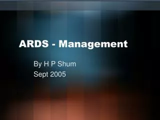 ARDS - Management