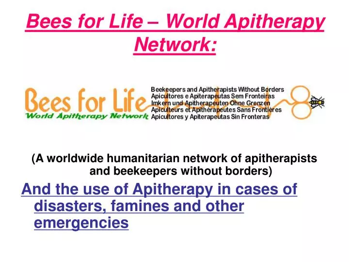 bees for life world apitherapy network
