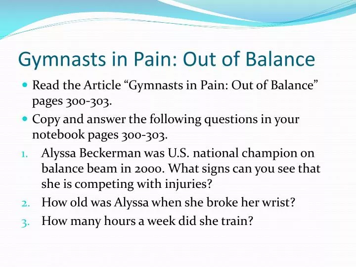 gymnasts in pain out of balance