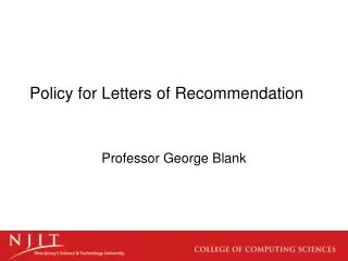 Policy for Letters of Recommendation