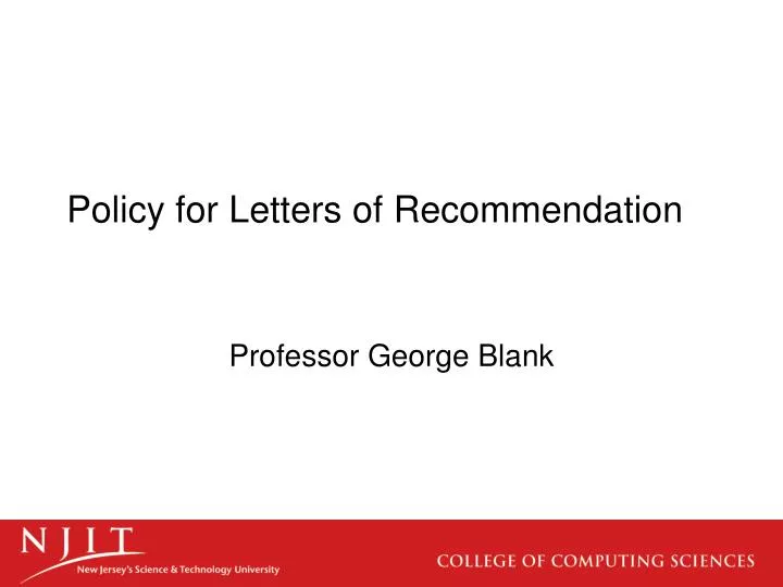 policy for letters of recommendation