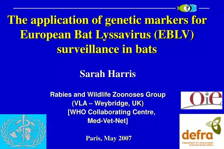 the application of genetic markers for european bat lyssavirus eblv surveillance in bats