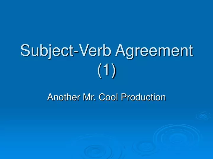 subject verb agreement 1