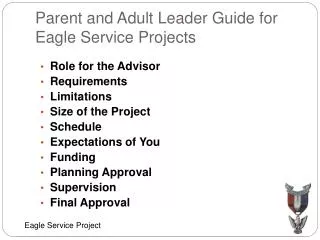 Parent and Adult Leader Guide for Eagle Service Projects