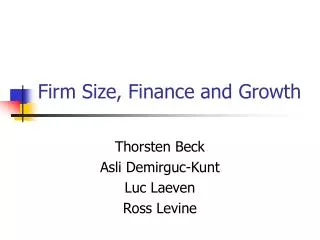 Firm Size, Finance and Growth