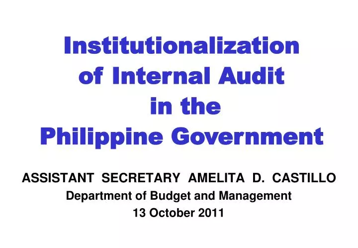 assistant secretary amelita d castillo department of budget and management 13 october 2011