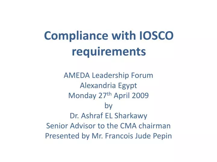 compliance with iosco requirements