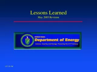 Lessons Learned May 2005 Revision