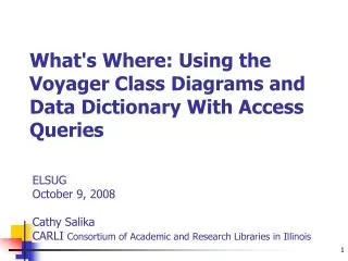 What's Where: Using the Voyager Class Diagrams and Data Dictionary With Access Queries