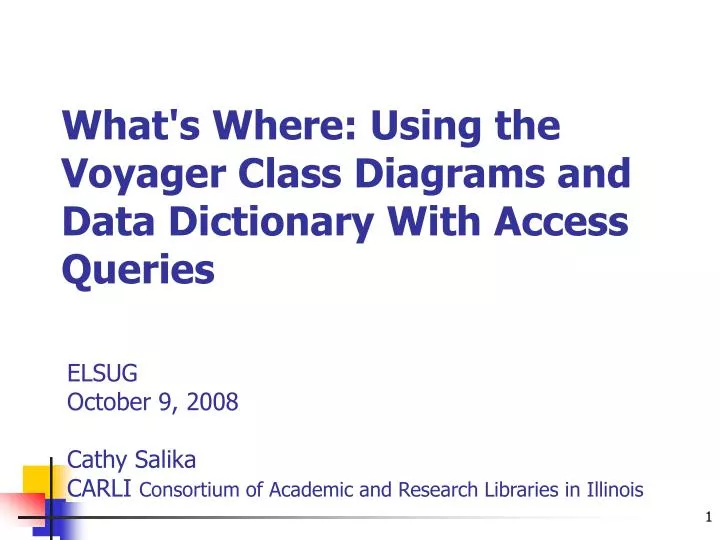 what s where using the voyager class diagrams and data dictionary with access queries