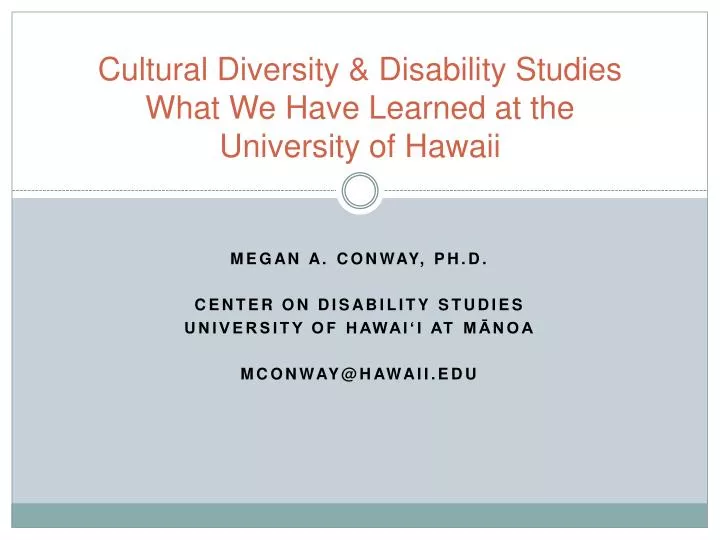 cultural diversity disability studies what we have learned at the university of hawaii