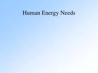 Human Energy Needs