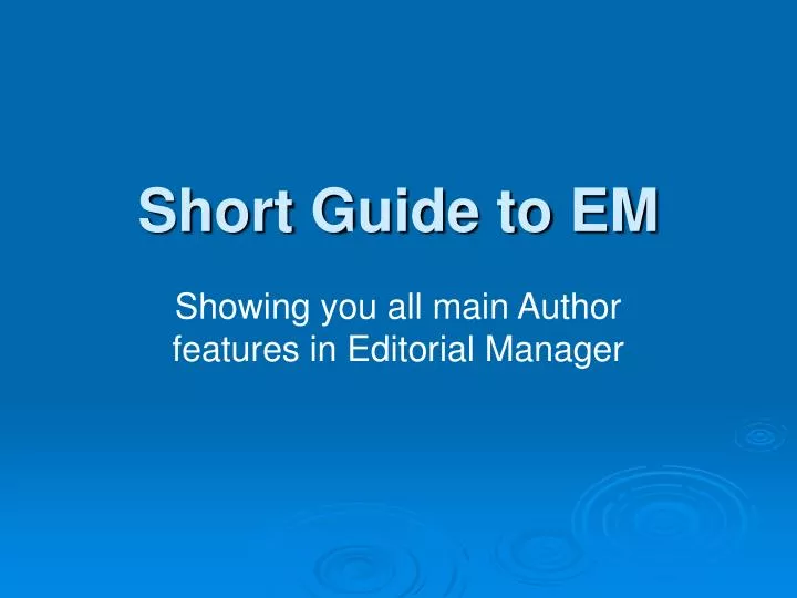 short guide to em