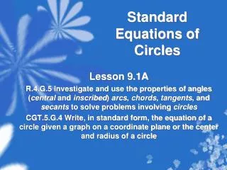 Standard Equations of Circles