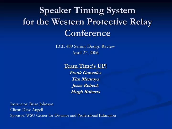 speaker timing system for the western protective relay conference