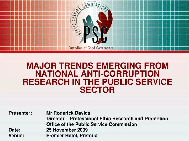 major trends emerging from national anti corruption research in the public service sector