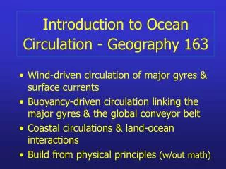 Introduction to Ocean Circulation - Geography 163