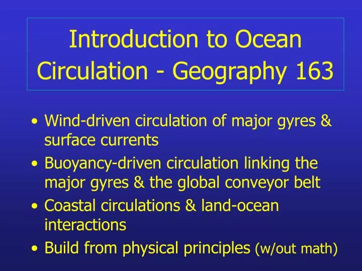 introduction to ocean circulation geography 163